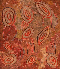 Aboriginal Artwork by Leston Japaljarri Spencer, Warna Jukurrpa (Snake Dreaming), 122x107cm