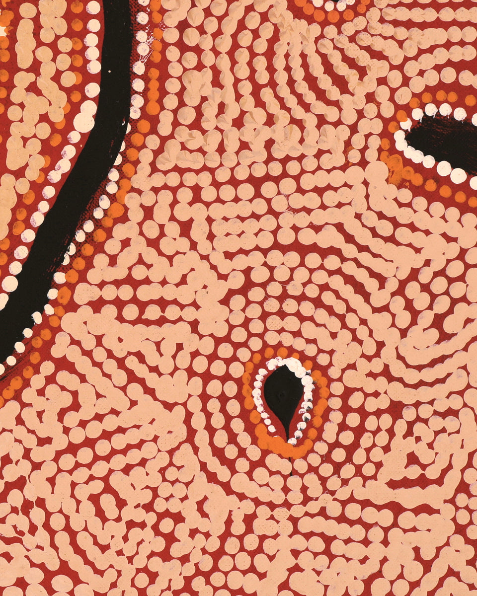 Aboriginal Art by Leston Japaljarri Spencer, Warna Jukurrpa (Snake Dreaming), 183x152cm - ART ARK®