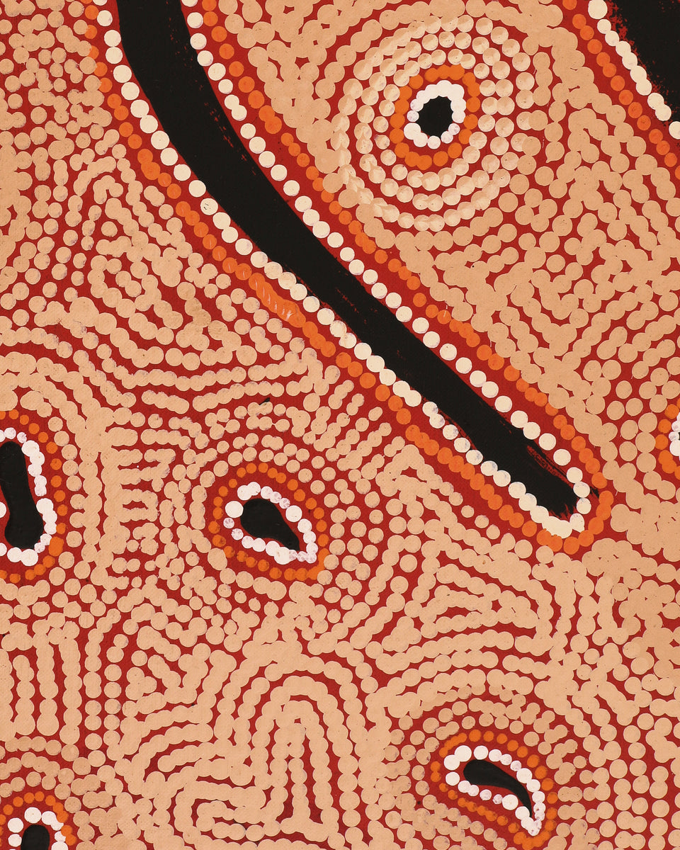 Aboriginal Art by Leston Japaljarri Spencer, Warna Jukurrpa (Snake Dreaming), 183x152cm - ART ARK®