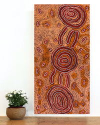 Aboriginal Artwork by Leston Japaljarri Spencer, Warna Jukurrpa (Snake Dreaming), 91x46cm