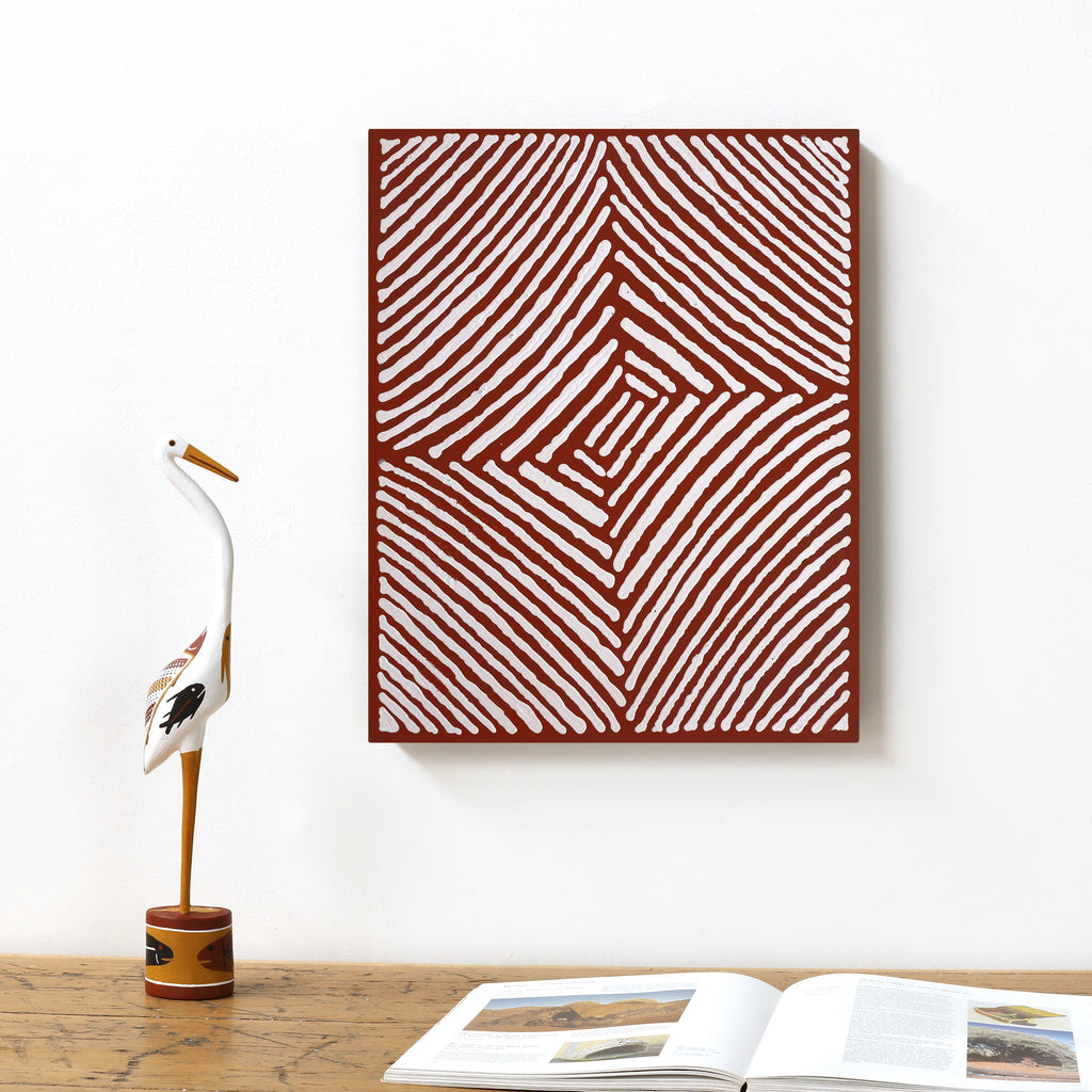 Aboriginal Artwork by Letisha Napanangka Marshall, Ngapa Jukurrpa (Water Dreaming) - Puyurru, 50x40cm