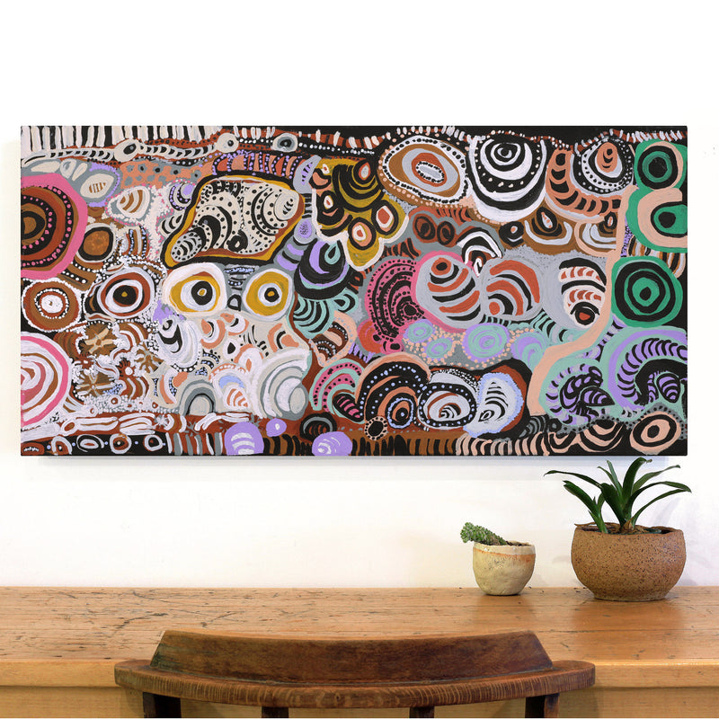 Aboriginal Artwork by Lexie Michael, Tjakura Tjukurpa - Lexie's Story, 101x50cm
