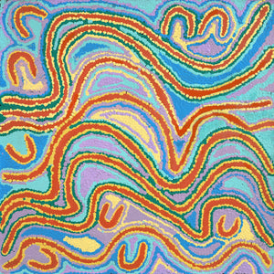 Aboriginal Artwork by Liddy Napanangka Walker, Pirlarla Jukurrpa (Dogwood Tree Bean Dreaming), 61x61cm - ART ARK®