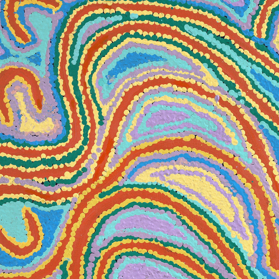 Aboriginal Artwork by Liddy Napanangka Walker, Pirlarla Jukurrpa (Dogwood Tree Bean Dreaming), 61x61cm