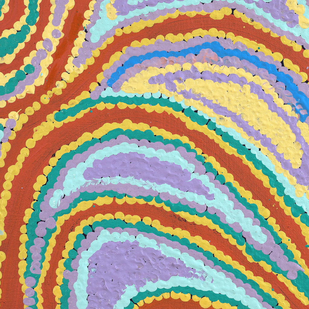 Aboriginal Artwork by Liddy Napanangka Walker, Pirlarla Jukurrpa (Dogwood Tree Bean Dreaming), 61x61cm