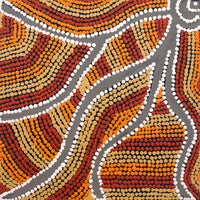 Aboriginal Artwork by Linda Napurrurla Walker, Yarla Jukurrpa (Bush Potato Dreaming) - Cockatoo Creek, 30x30cm