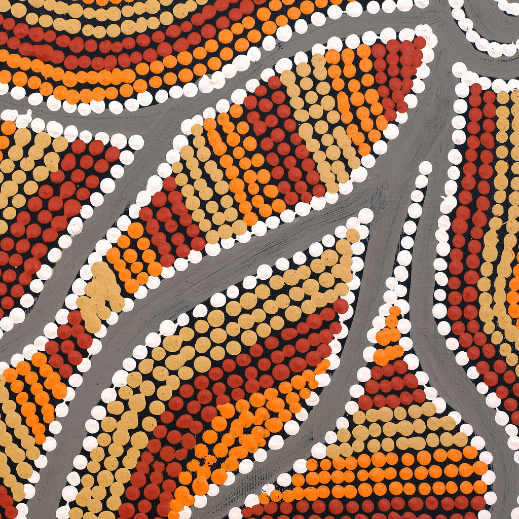 Aboriginal Artwork by Linda Napurrurla Walker, Yarla Jukurrpa (Bush Potato Dreaming) - Cockatoo Creek, 30x30cm