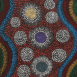 Aboriginal Artwork by Lisa Nampijinpa Cook, Yarla Jukurrpa (Bush Potato Dreaming) - Cockatoo Creek, 30x30cm - ART ARK®