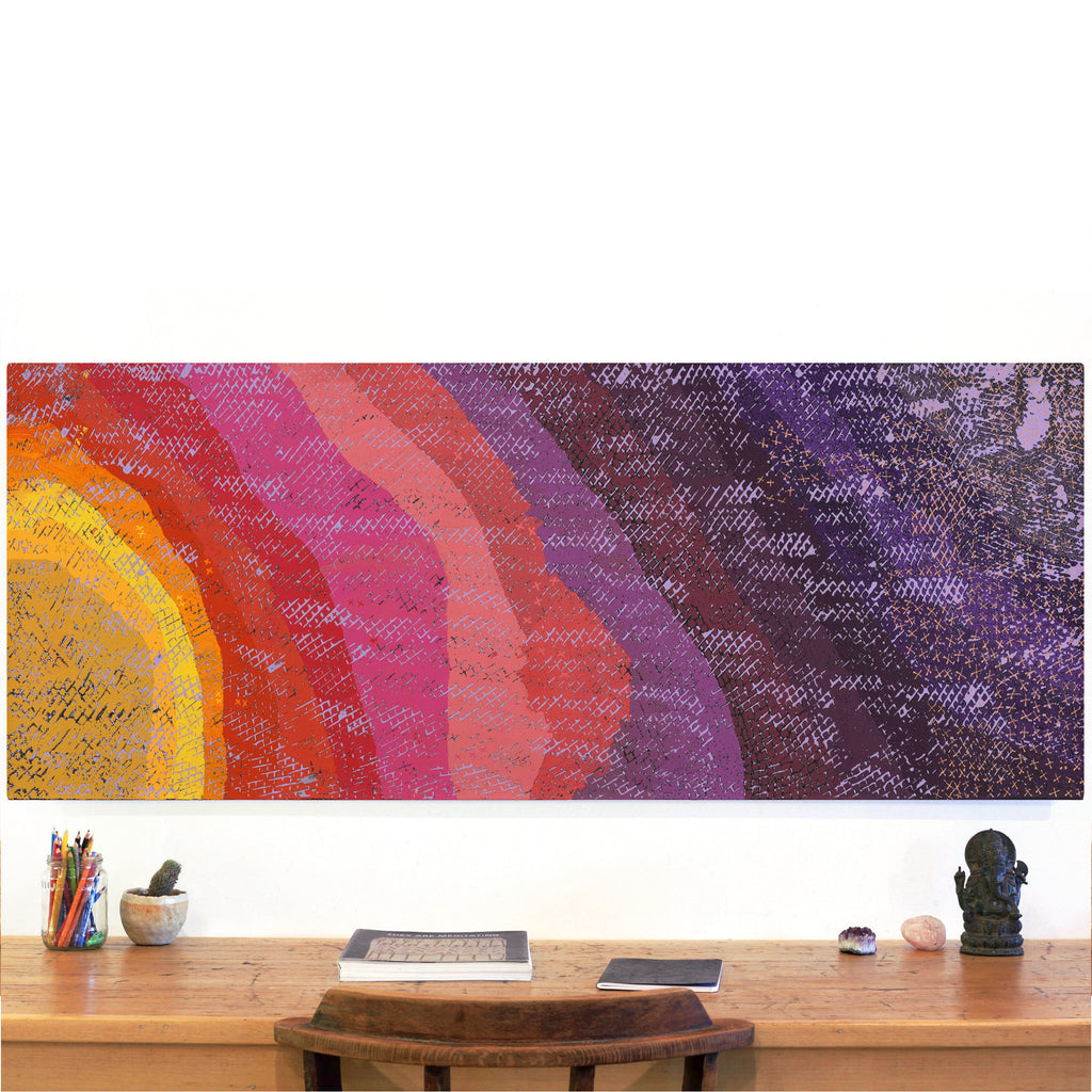 Aboriginal Artwork by Lloyd Jampijinpa Brown, Yankirri Jukurrpa (Emu Dreaming), 152x61cm