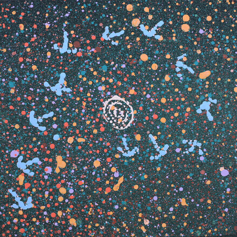 Aboriginal Artwork by Lloyd Jampijinpa Brown, Yankirri Jukurrpa (Emu Dreaming) - Ngarlikurlangu, 30x30cm