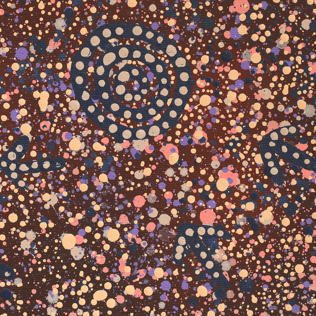 Aboriginal Artwork by Lloyd Jampijinpa Brown, Yankirri Jukurrpa (Emu Dreaming) - Ngarlikurlangu, 30x30cm