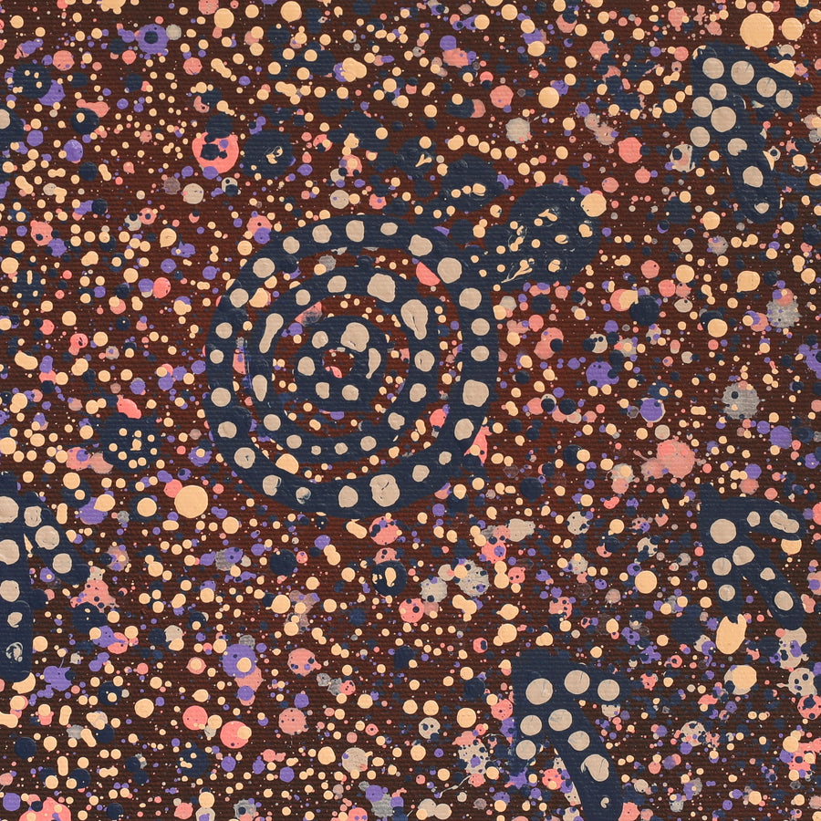 Aboriginal Artwork by Lloyd Jampijinpa Brown, Yankirri Jukurrpa (Emu Dreaming) - Ngarlikurlangu, 30x30cm