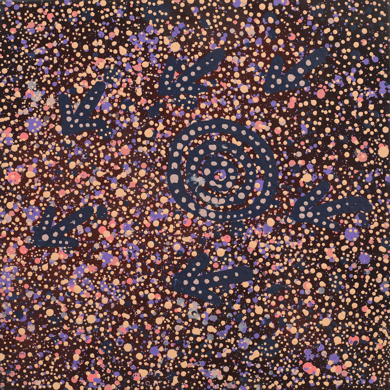 Aboriginal Artwork by Lloyd Jampijinpa Brown, Yankirri Jukurrpa (Emu Dreaming) - Ngarlikurlangu, 30x30cm