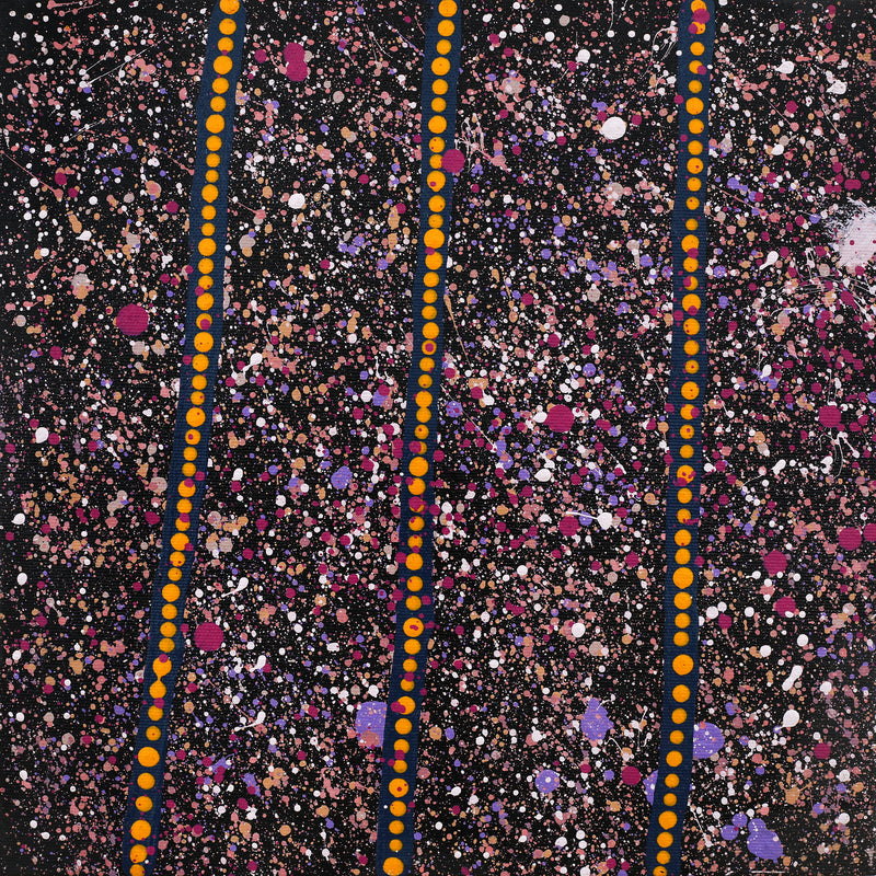 Aboriginal Artwork by Lloyd Jampijinpa Brown, Yankirri Jukurrpa (Emu Dreaming) - Ngarlikurlangu, 30x30cm