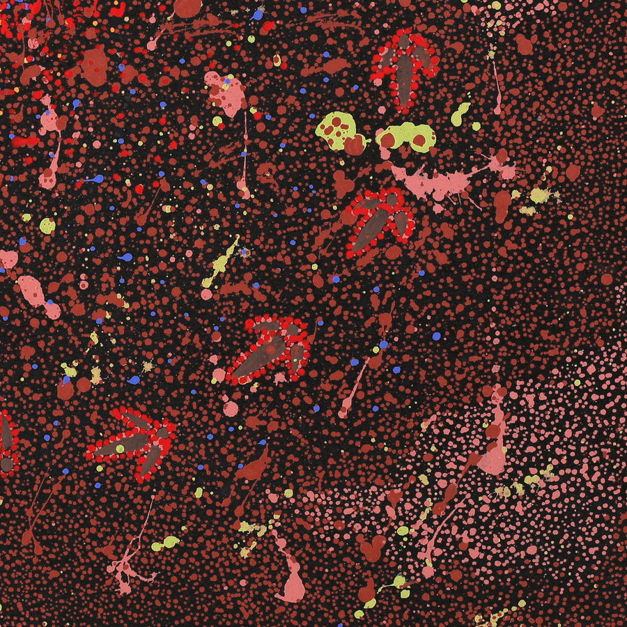 Aboriginal Artwork by Lloyd Jampijinpa Brown, Yankirri Jukurrpa (Emu Dreaming), 76x76cm