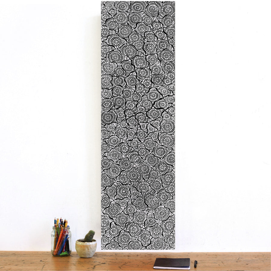 Aboriginal Artwork by Lola Nampijinpa Brown, Ngapa Jukurrpa - Mikanji, 107x30cm