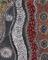Aboriginal Artwork by Lola Nampijinpa Brown, Ngapa Jukurrpa - Mikanji, 107x30cm