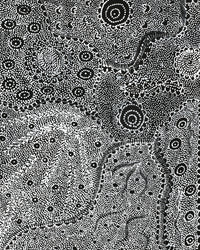 Aboriginal Artwork by Lola Nampijinpa Brown, Ngapa Jukurrpa - Mikanji, 107x30cm