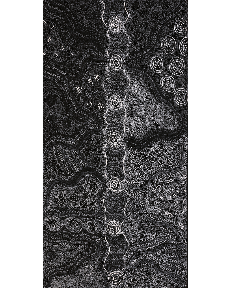 Aboriginal Artwork by Lola Nampijinpa Brown, Ngapa Jukurrpa - Mikanji, 122x61cm