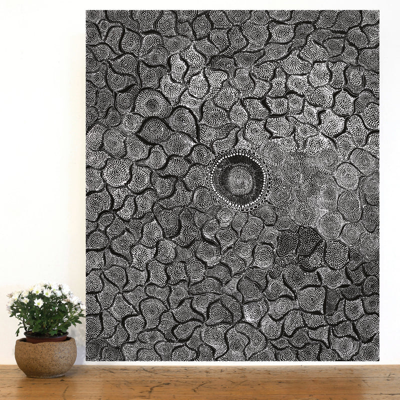 Aboriginal Artwork by Lola Nampijinpa Brown, Ngapa Jukurrpa - Mikanji, 91x76cm