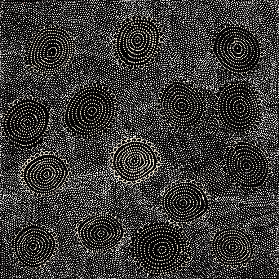 Aboriginal Artwork by Lola Nampijinpa Brown, Ngapa Jukurrpa - Mikanji, 46x46cm