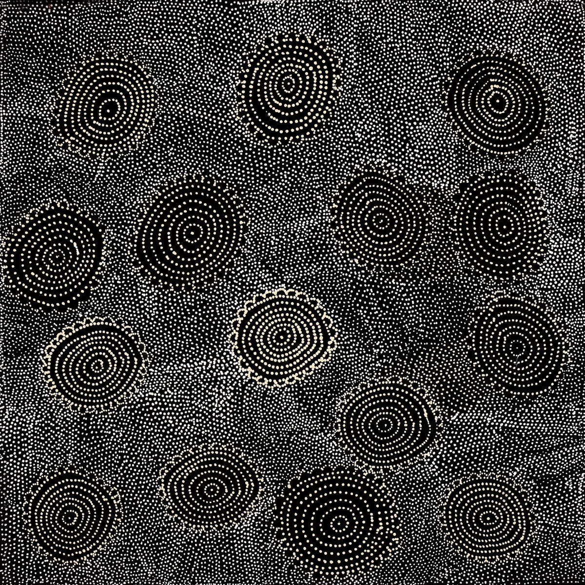 Aboriginal Art by Lola Nampijinpa Brown, Ngapa Jukurrpa - Mikanji, 46x46cm - ART ARK®