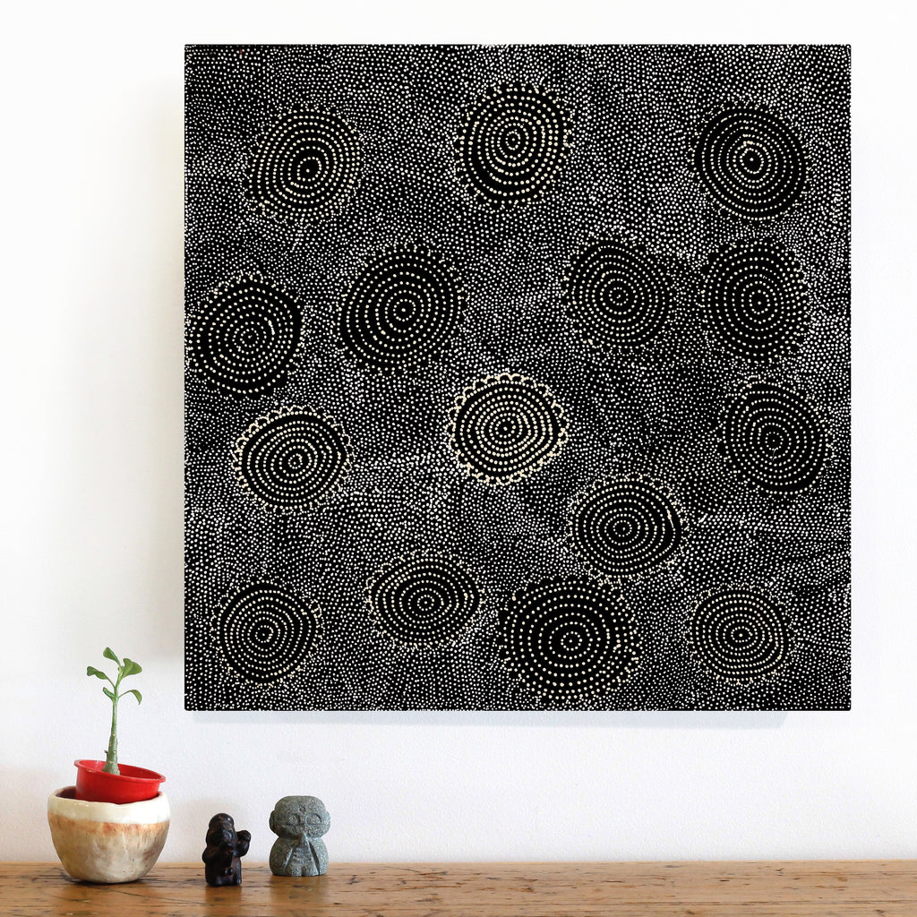 Aboriginal Artwork by Lola Nampijinpa Brown, Ngapa Jukurrpa - Mikanji, 46x46cm