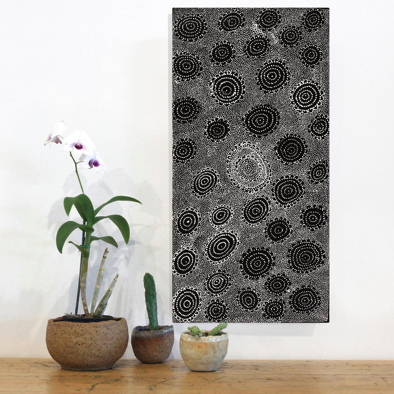 Aboriginal Artwork by Lola Nampijinpa Brown, Ngapa Jukurrpa - Mikanji, 61x30cm