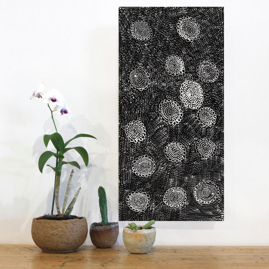 Aboriginal Artwork by Lola Nampijinpa Brown, Ngapa Jukurrpa - Mikanji, 61x30cm