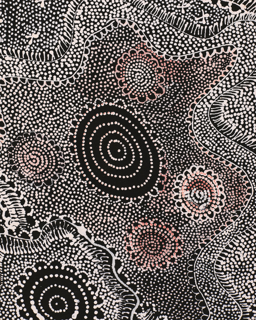 Aboriginal Artwork by Lola Nampijinpa Brown, Ngapa Jukurrpa - Mikanji, 76x61cm