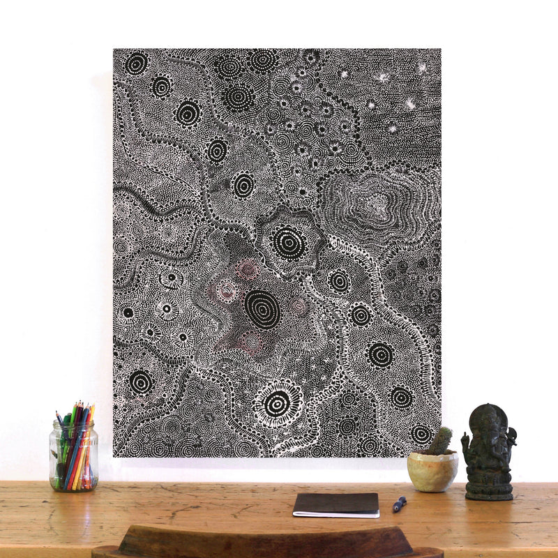 Aboriginal Artwork by Lola Nampijinpa Brown, Ngapa Jukurrpa - Mikanji, 76x61cm