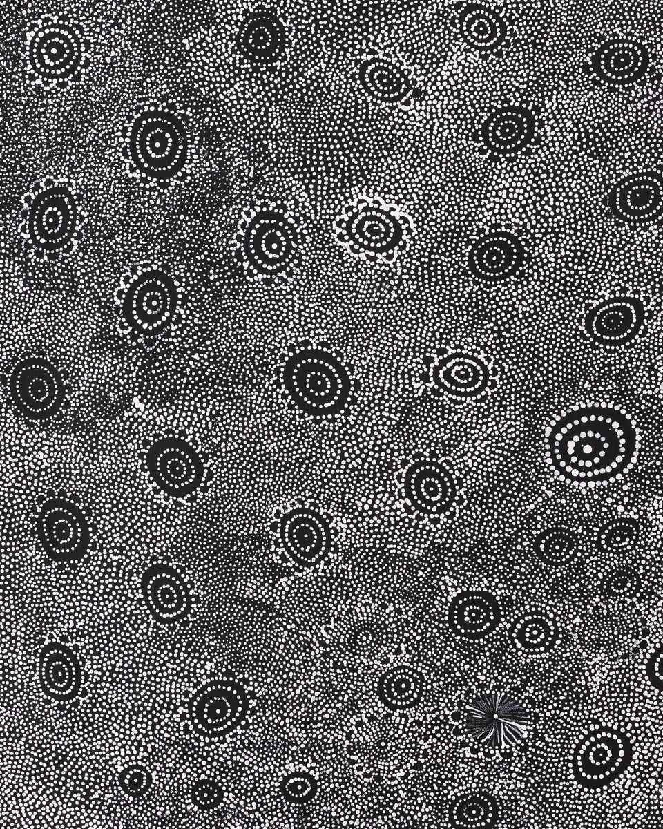 Aboriginal Artwork by Lola Nampijinpa Brown, Ngapa Jukurrpa - Mikanji, 91x61cm