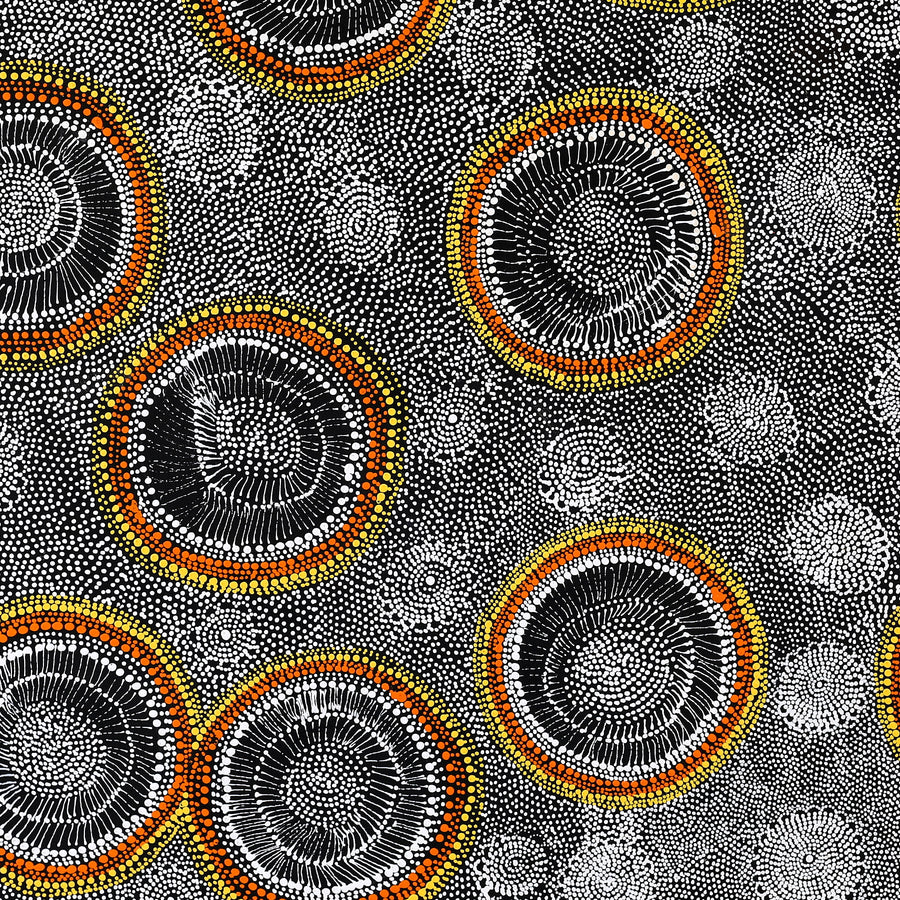 Aboriginal Artwork by Lola Nampijinpa Brown, Ngapa Jukurrpa - Mikanji, 91x91cm