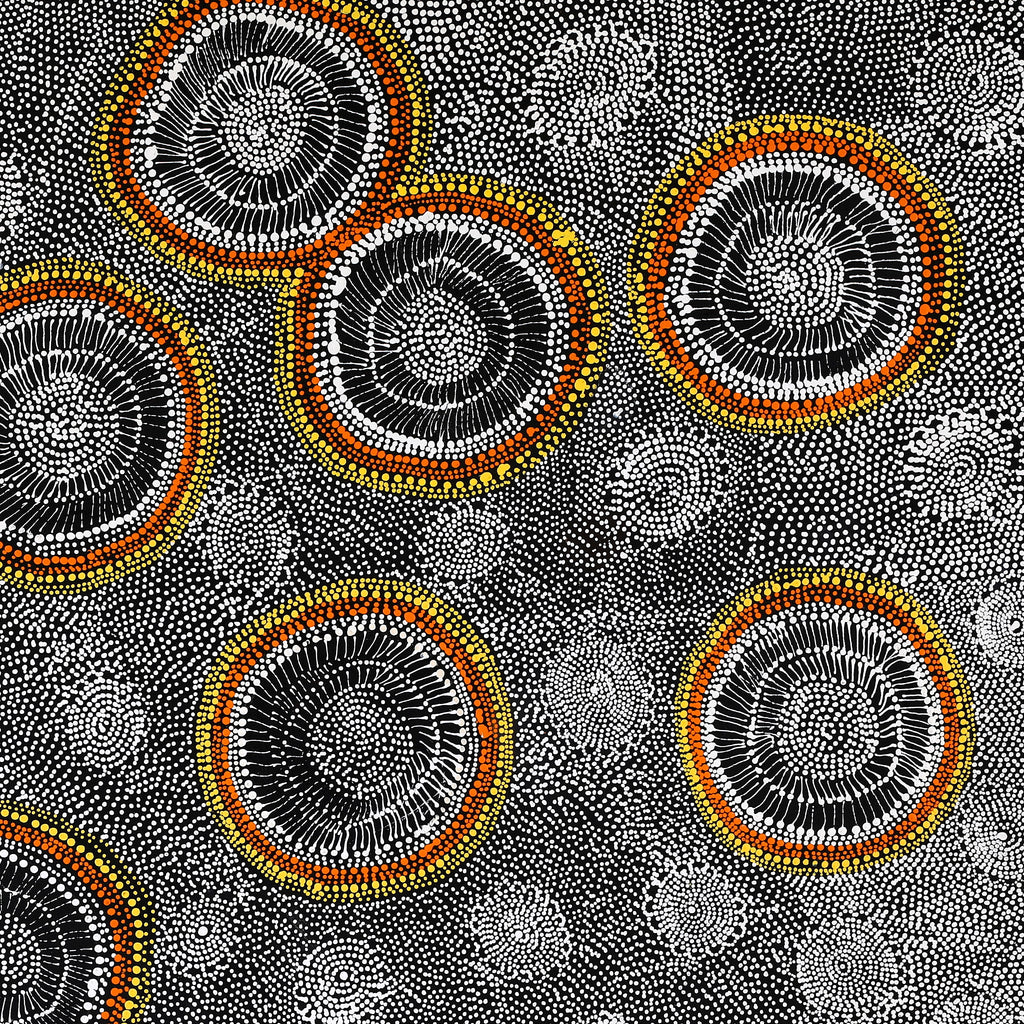 Aboriginal Artwork by Lola Nampijinpa Brown, Ngapa Jukurrpa - Mikanji, 91x91cm