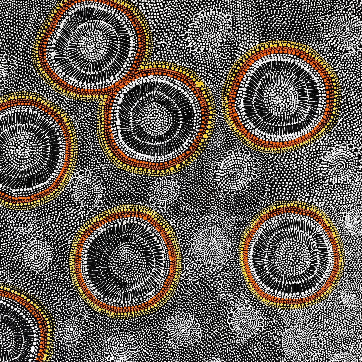 Aboriginal Art by Lola Nampijinpa Brown, Ngapa Jukurrpa - Mikanji, 91x91cm - ART ARK®