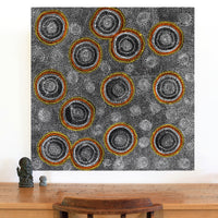 Aboriginal Artwork by Lola Nampijinpa Brown, Ngapa Jukurrpa - Mikanji, 91x91cm