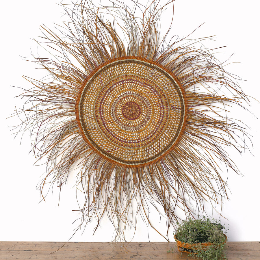 Aboriginal Artwork by Lorna Jin-gubarrangunyja, Woven Mat, 130cm