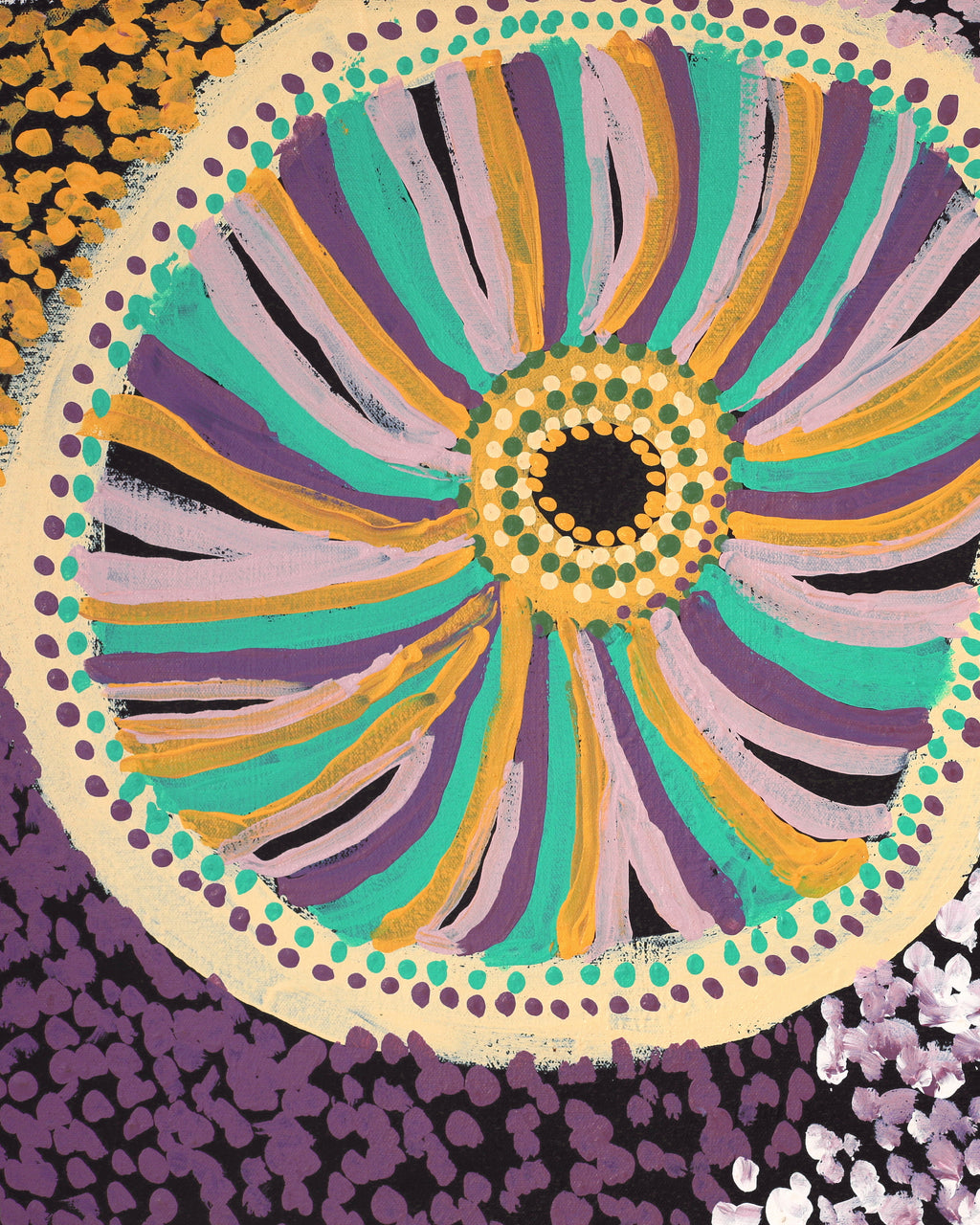 Aboriginal Artwork by Lorna Linmurra, Waterholes, 76x46cm