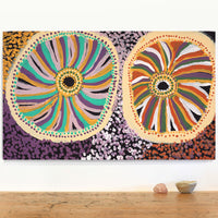 Aboriginal Artwork by Lorna Linmurra, Waterholes, 76x46cm