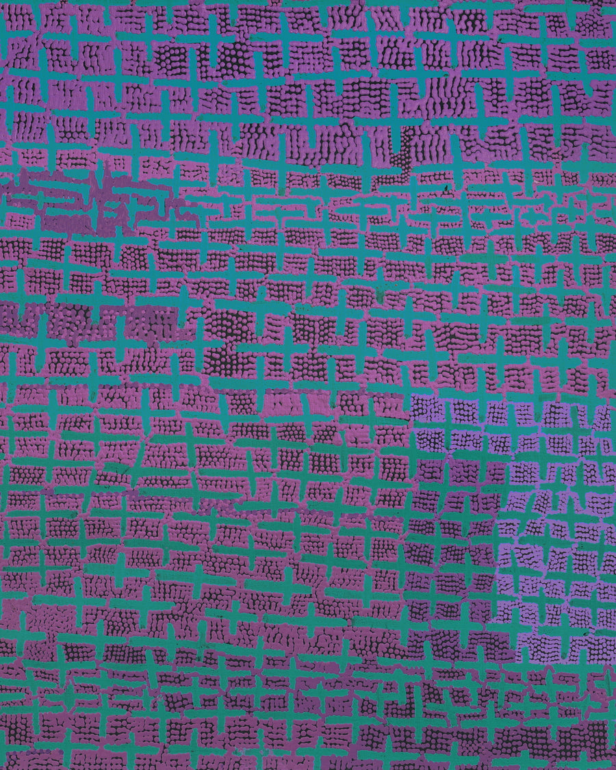 Aboriginal Artwork by Lorraine Nungarrayi Granites, Ngatijirri Jukurrpa (Budgerigar Dreaming), 122x61cm