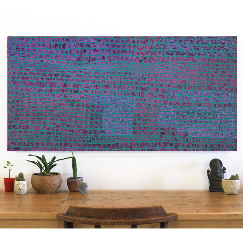 Lorraine Nungarrayi Granites, Ngatijirri Jukurrpa (Budgerigar Dreaming), 122x61cm