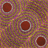 Aboriginal Artwork by Lorraine Napangardi Wheeler, Lukarrara Jukurrpa (Desert Fringe-rush Seed Dreaming), 30x30cm