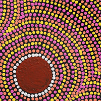 Aboriginal Artwork by Lorraine Napangardi Wheeler, Lukarrara Jukurrpa (Desert Fringe-rush Seed Dreaming), 30x30cm