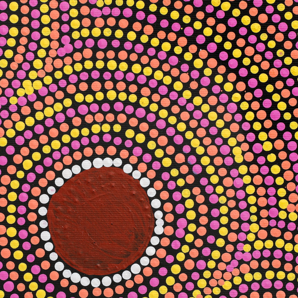 Aboriginal Artwork by Lorraine Napangardi Wheeler, Lukarrara Jukurrpa (Desert Fringe-rush Seed Dreaming), 30x30cm
