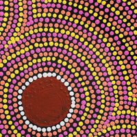 Aboriginal Artwork by Lorraine Napangardi Wheeler, Lukarrara Jukurrpa (Desert Fringe-rush Seed Dreaming), 30x30cm