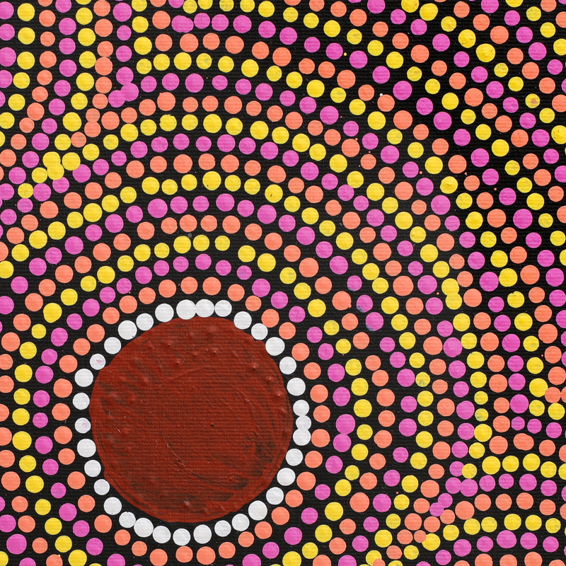 Aboriginal Artwork by Lorraine Napangardi Wheeler, Lukarrara Jukurrpa (Desert Fringe-rush Seed Dreaming), 30x30cm