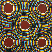 Aboriginal Artwork by Lorraine Napangardi Wheeler, Lukarrara Jukurrpa (Desert Fringe-rush Seed Dreaming), 30x30cm