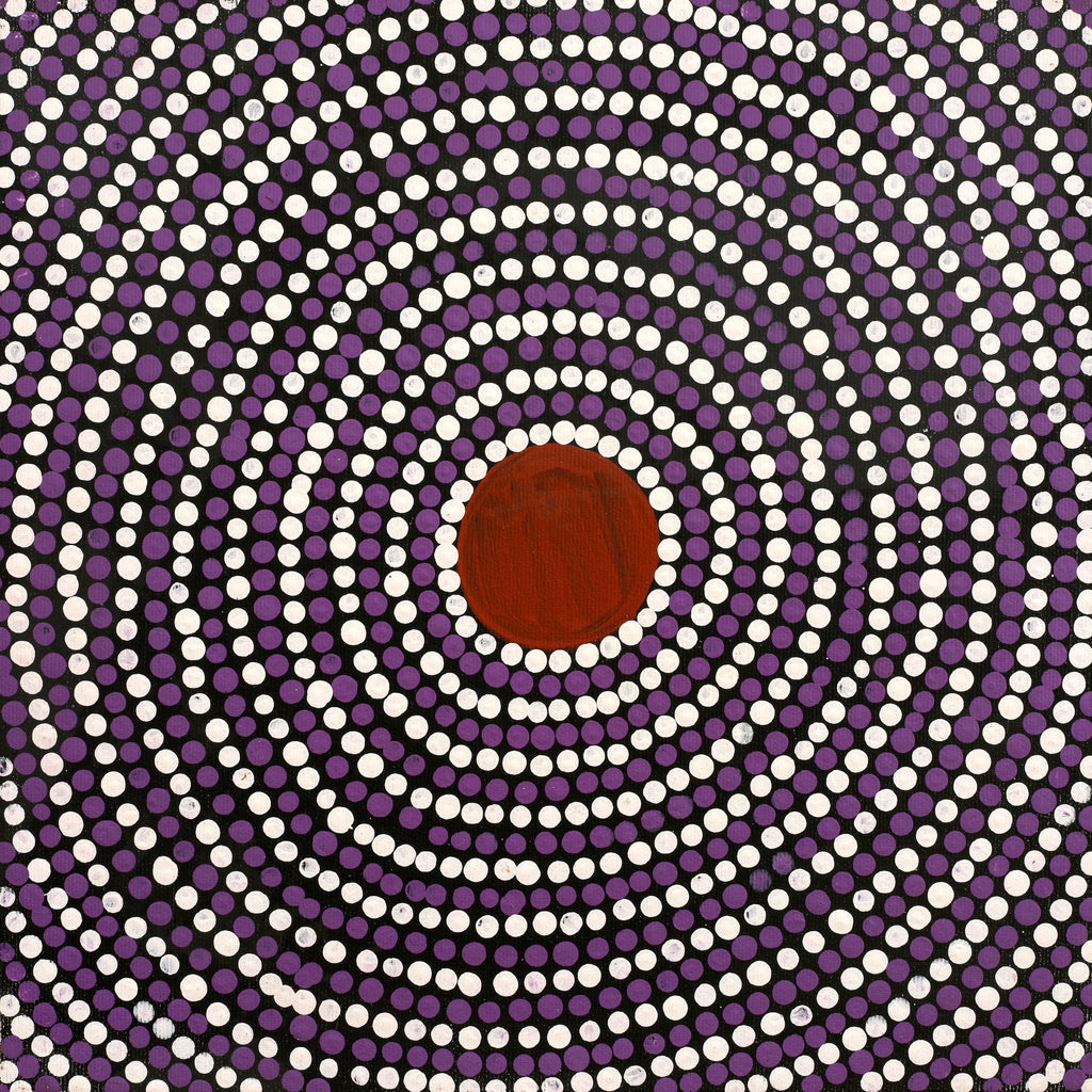 Aboriginal Artwork by Lorraine Napangardi Wheeler, Lukarrara Jukurrpa (Desert Fringe-rush Seed Dreaming), 30x30cm