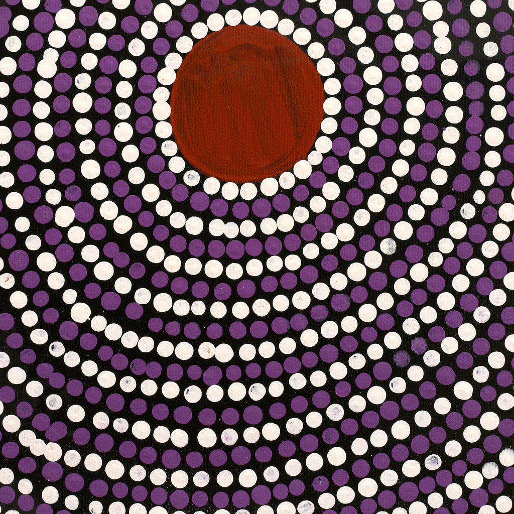 Aboriginal Artwork by Lorraine Napangardi Wheeler, Lukarrara Jukurrpa (Desert Fringe-rush Seed Dreaming), 30x30cm