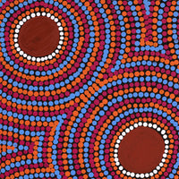 Aboriginal Artwork by Lorraine Napangardi Wheeler, Lukarrara Jukurrpa (Desert Fringe-rush Seed Dreaming), 40x40cm